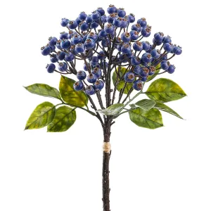 11.5" Outdoor Water Resistant Artificial Berry Stem Bundle -Blue (pack of 12)