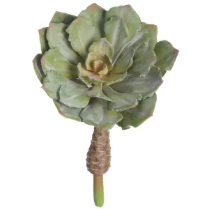 12"Hx11.5"W UV-Resistant Outdoor Artificial Echeveria Succulent Stem Pick -Green (pack of 8)