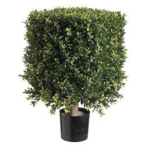 1'9" Boxwood Square-Shaped Artificial Topiary w/Pot Indoor/Outdoor (pack of 2)