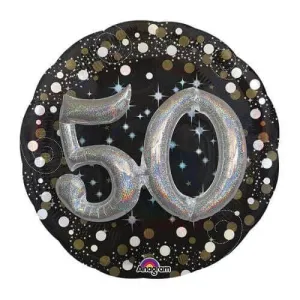 36" Sparkling 50th Birthday Mylar Balloon