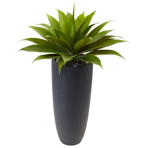 38" Agave in Gray Cylinder Planter - Low Maintenance, Life-Like & Vibrant Silk Plants For Busy People.