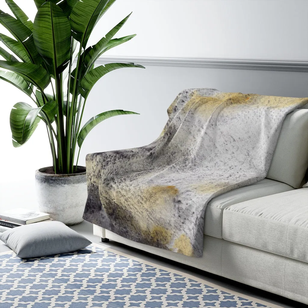 Abstract Boho Comfy Blanket | Grey Yellow Ombre