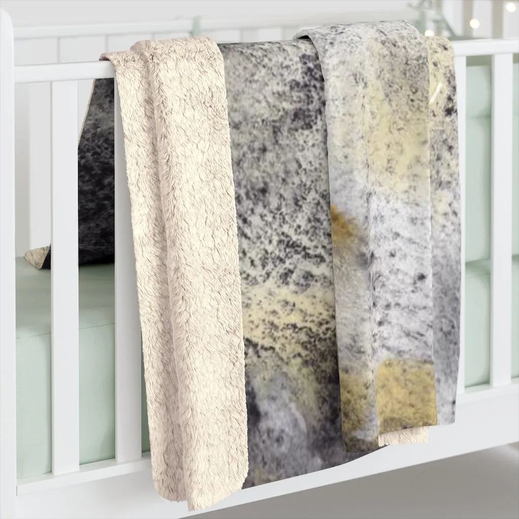 Abstract Boho Comfy Blanket | Grey Yellow Ombre