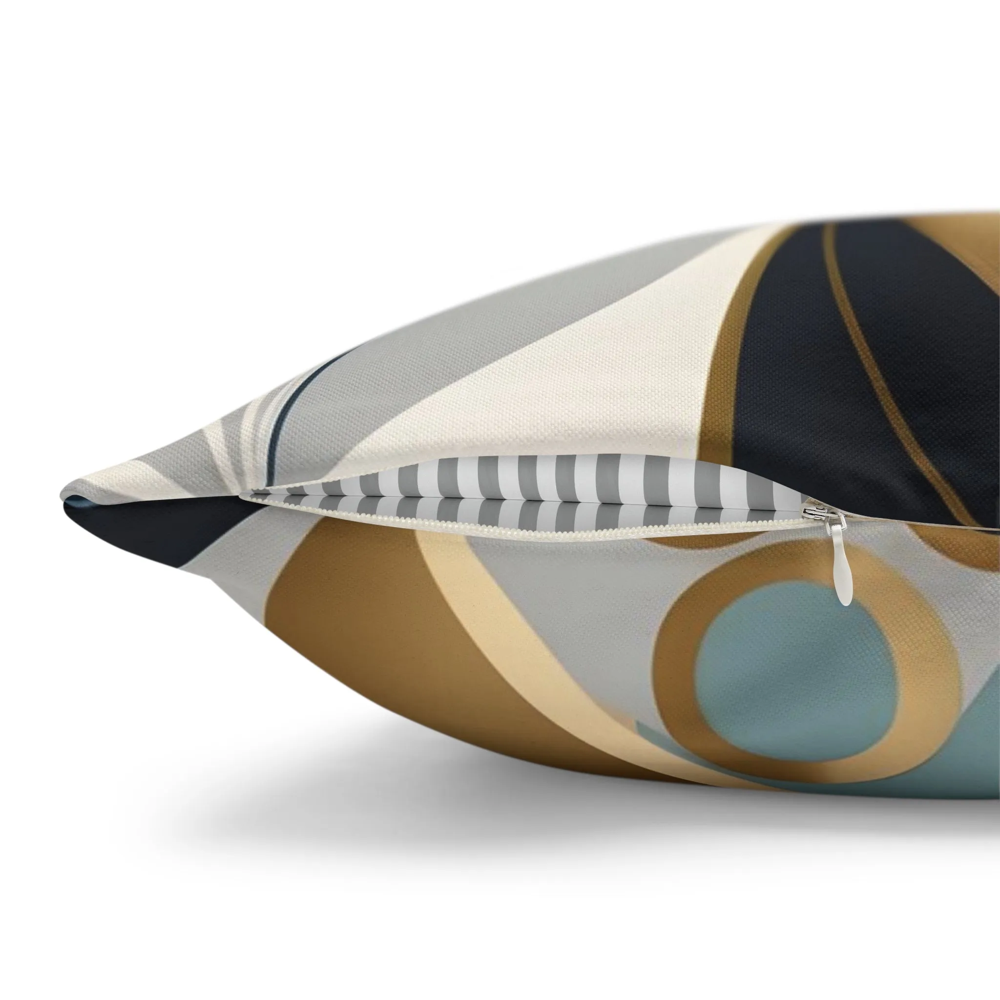 Abstract Boho Pillow Cover | Teal Navy Blue, Gold Beige