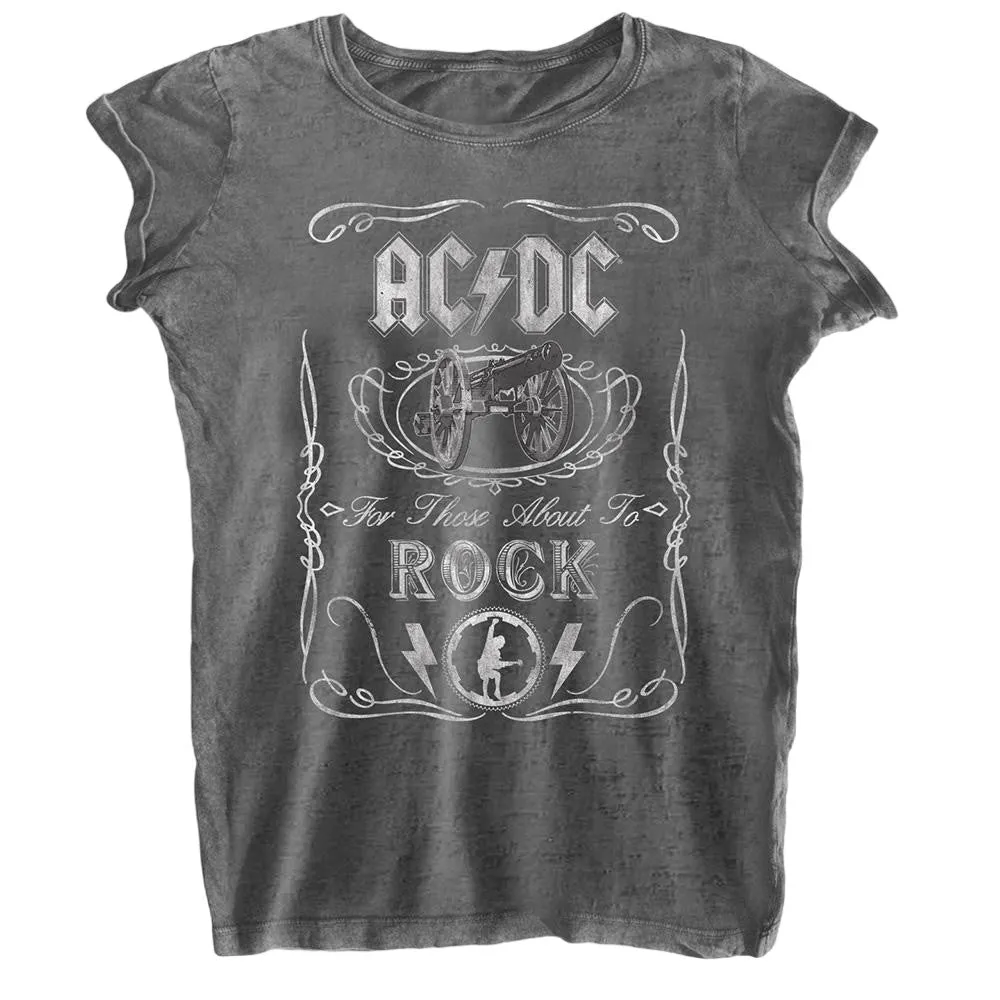 AC/DC Womens/Ladies Cannon Swig Burnout T-Shirt