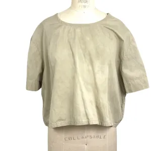 Allyn Boxy Tee in Light Olive Green Cotton Poplin