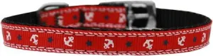 Anchors Nylon Dog Collar with classic buckle 3-8" Red Size 16