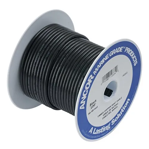 Ancor Marine Grade Primary Wire and Battery Cable (Black, 50 Feet, 2 AWG)