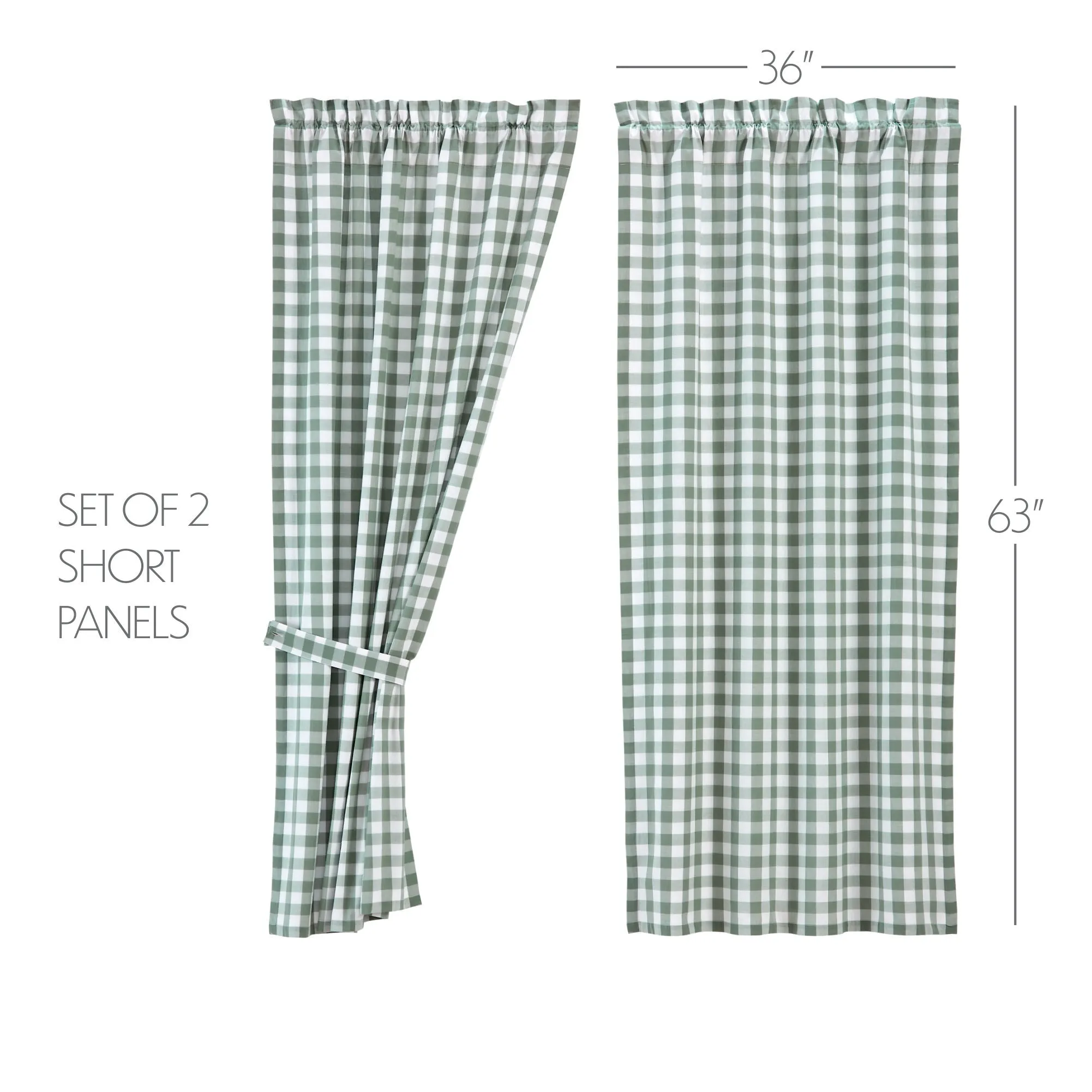 Annie Buffalo Green Check Short Panel Set of 2 63x36