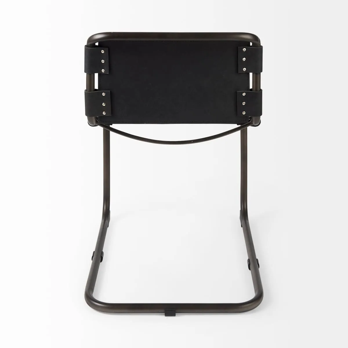 Berbick Dining Chair Black Leather | Black Metal