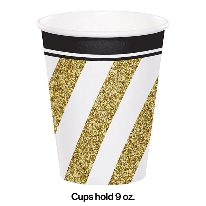 Bulk Black and Gold 9 oz Paper Cups (96 per Case)