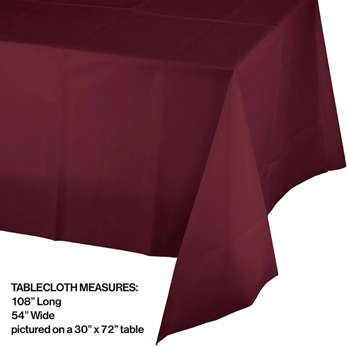 Bulk Burgundy Plastic Table Covers (12 per Case)