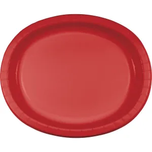 Bulk Classic Red Sturdy Style Paper Oval Platters (96 per Case)