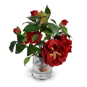 Camellia Cutting in Glass 12"H