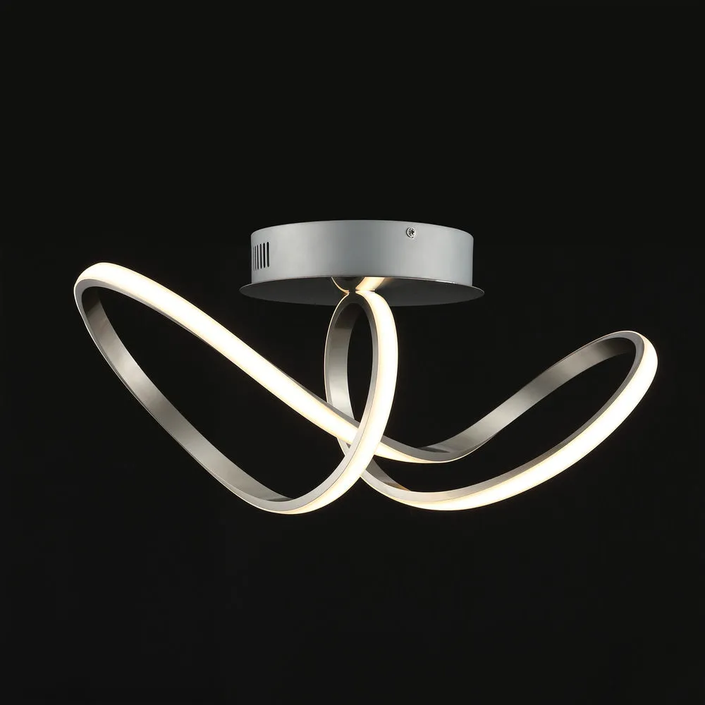 Chantelle 19.5" Modern Minimalist Aluminum Loop Integrated LED Semi Flush Mount