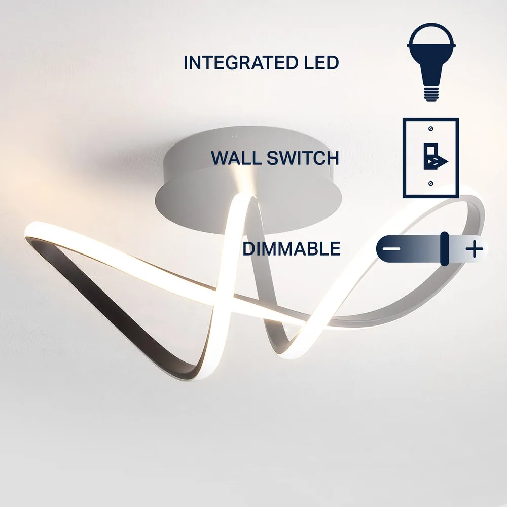 Chantelle 19.5" Modern Minimalist Aluminum Loop Integrated LED Semi Flush Mount