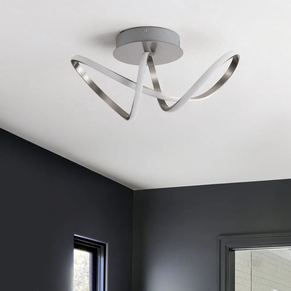 Chantelle 19.5" Modern Minimalist Aluminum Loop Integrated LED Semi Flush Mount