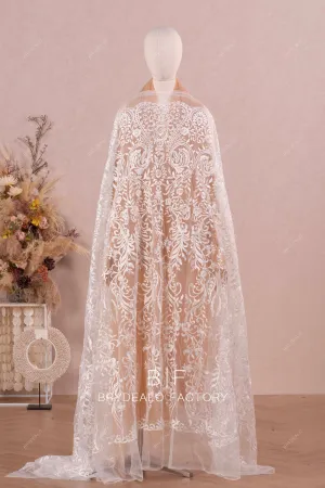 Clear Sequin Totem Motif Embroidered Lace