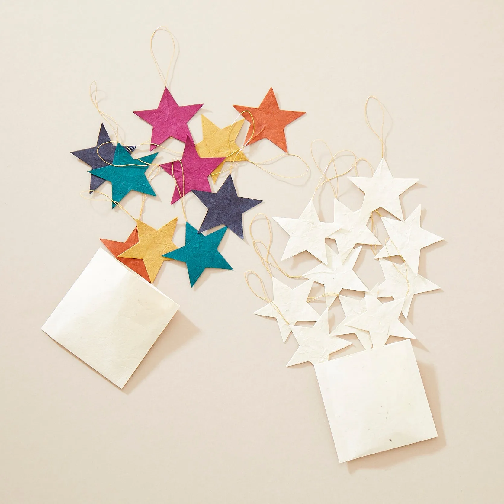 DEEPIKA Lokta Paper Star Hanging Decoration 10pc Set