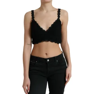 Dolce & Gabbana Elegant Black Crochet Corset Top