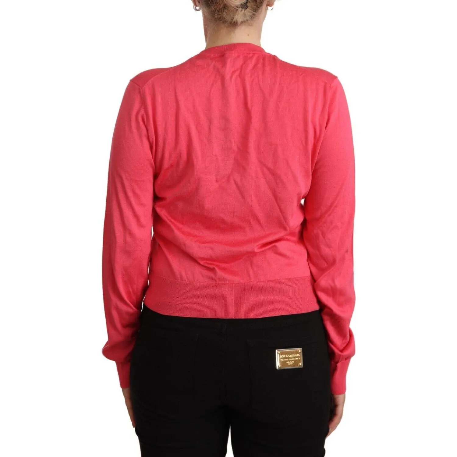 Dolce & Gabbana Elegant Pink Silk Crewneck Sweater