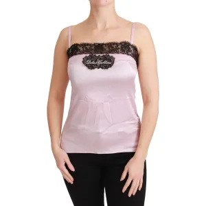 Dolce & Gabbana Elegant Silk Lace Detail Tank Top