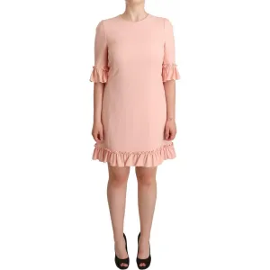 Dolce & Gabbana Ruffled Sleeve Sheath Dress in Pink