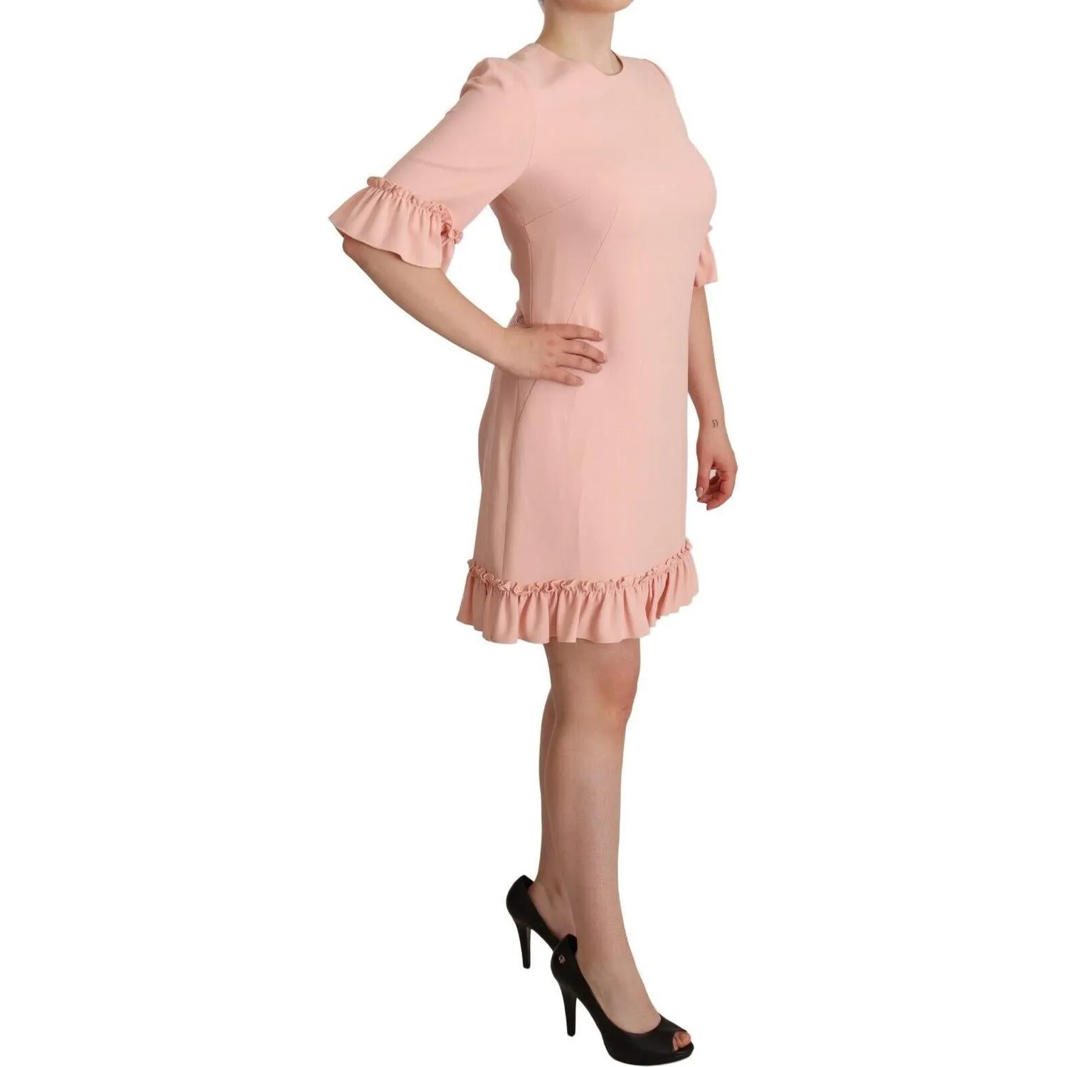 Dolce & Gabbana Ruffled Sleeve Sheath Dress in Pink