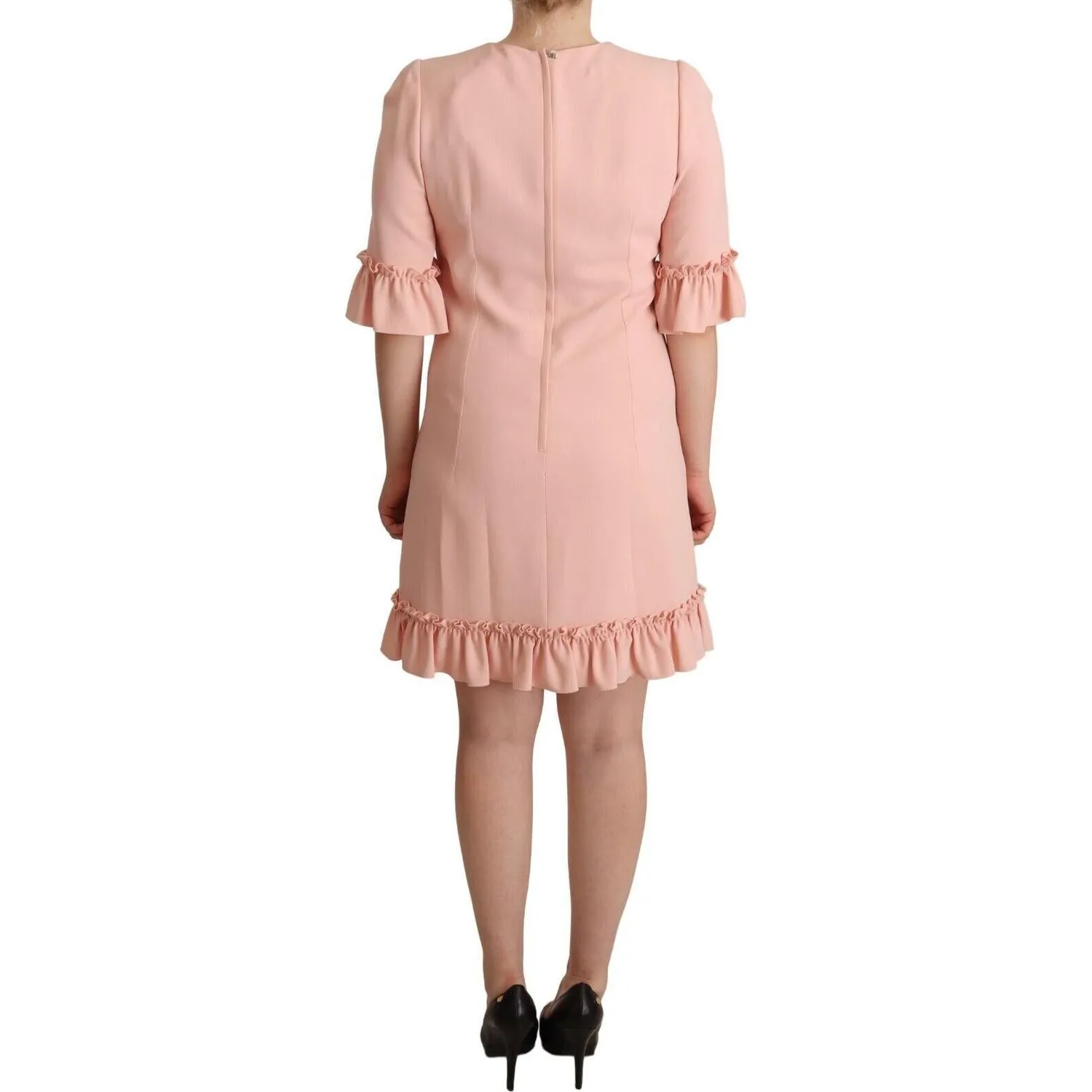 Dolce & Gabbana Ruffled Sleeve Sheath Dress in Pink