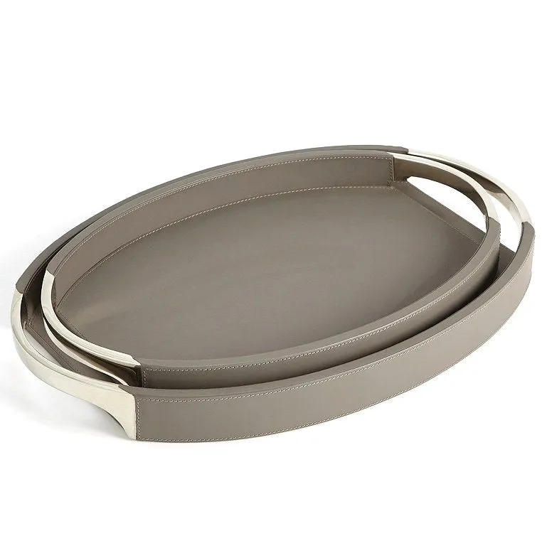 Dover Gray Leather Serving Trays