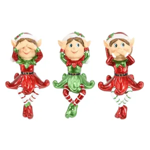 Elf Resin Stocking Holder Asst