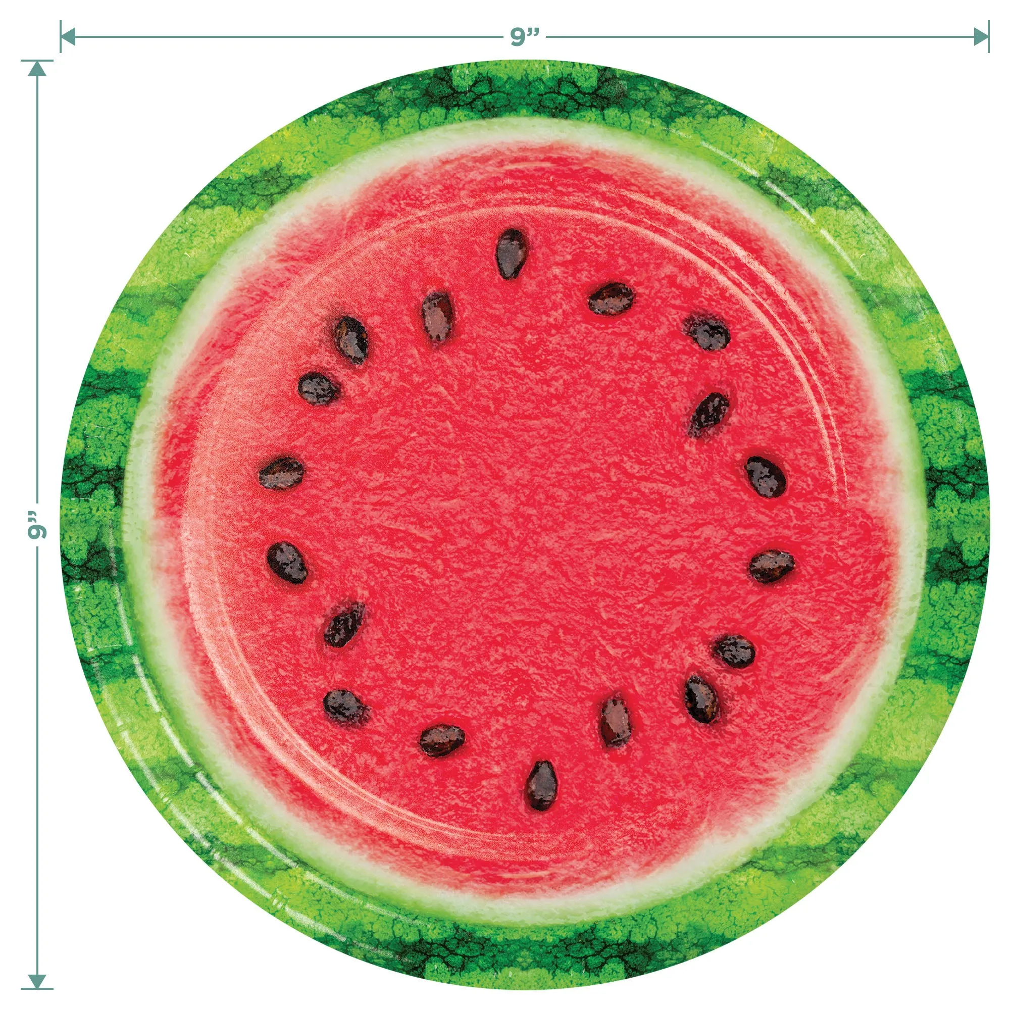 Farm Fresh Watermelon Party Supplies - Melon Paper Dinner Plates with Green Rind Trim, Lunch Napkins, and Forks (16 Plates, Napkins, & Forks)