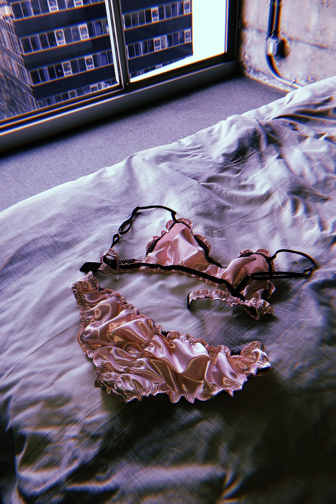 Florid Deadstock Satin Bralette in Vintage Pink