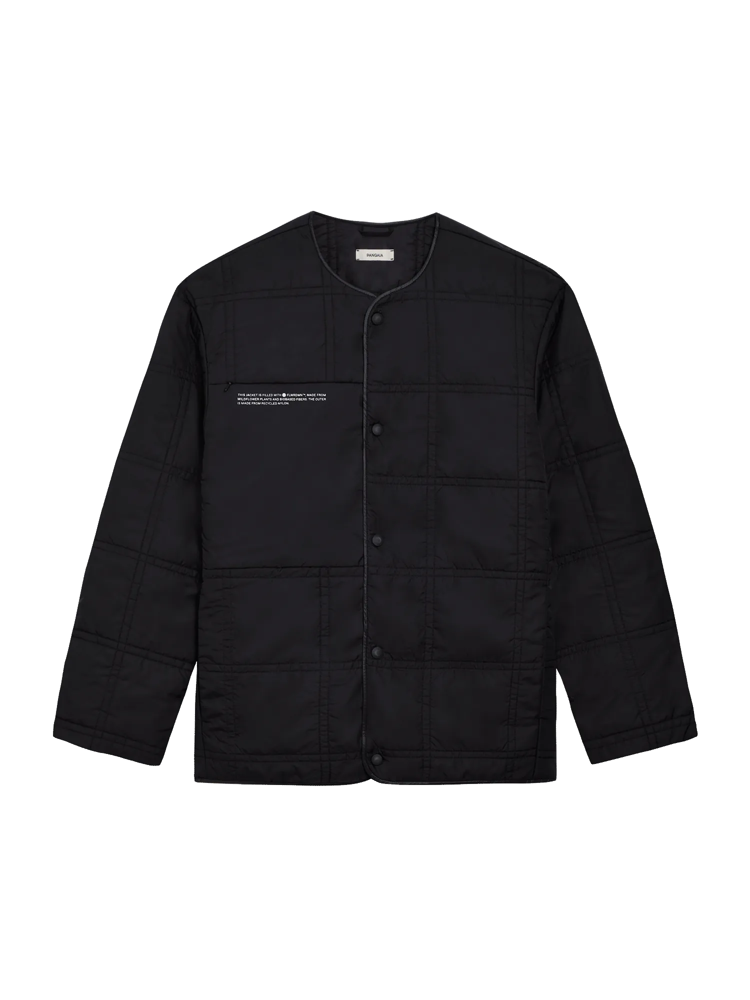 FLWRDWN™ Quilted Collarless Jacket—black