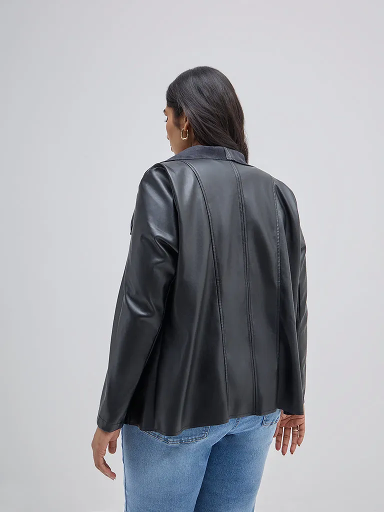 Gia Black Faux-Leather Jacket