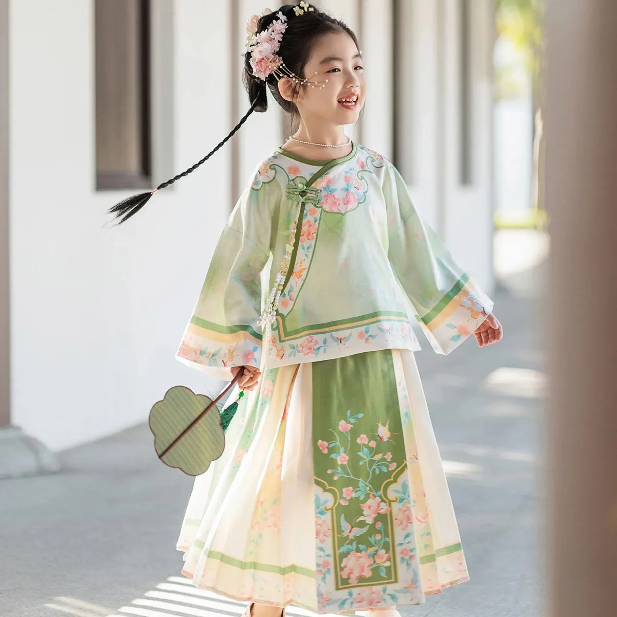 Girls Hanfu Two Piece Cultural Dress Set