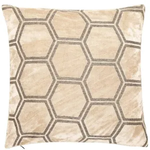 Large Hexagonal Cut Velvet Cushion - Cream