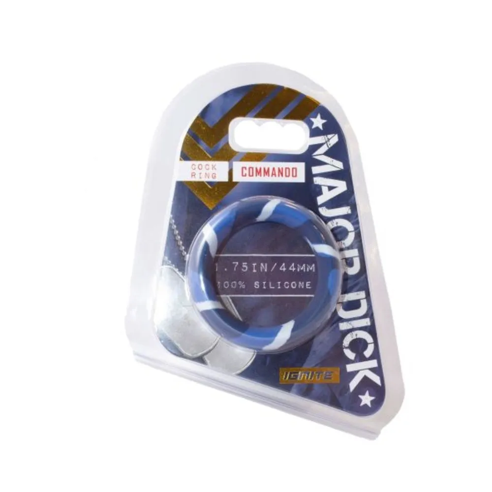 Major Dick Commando Cock Ring Blue Camo 1.75 inches