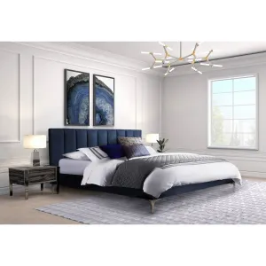 Melina Blue King Upholstered Platform Bed