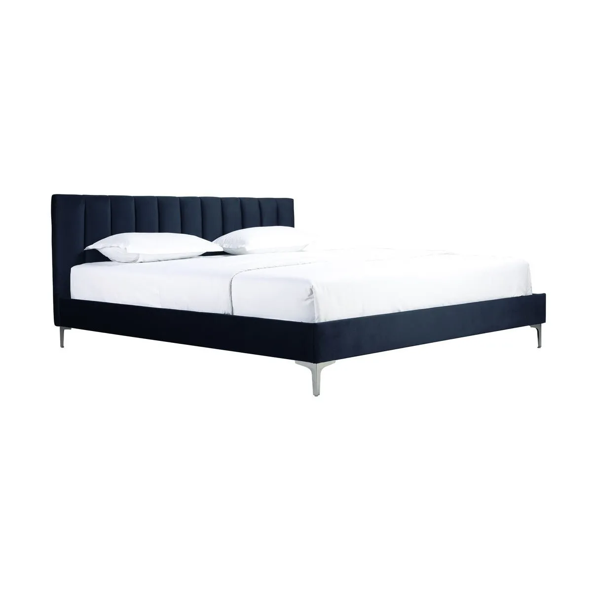 Melina Blue King Upholstered Platform Bed