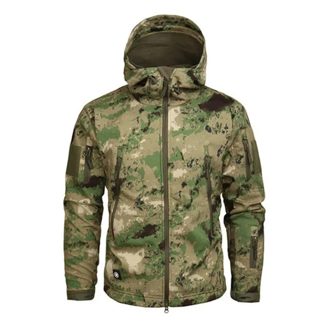 Men Pattern Soft Shell Jacket Rain and Wind Proof Mens Outerwear