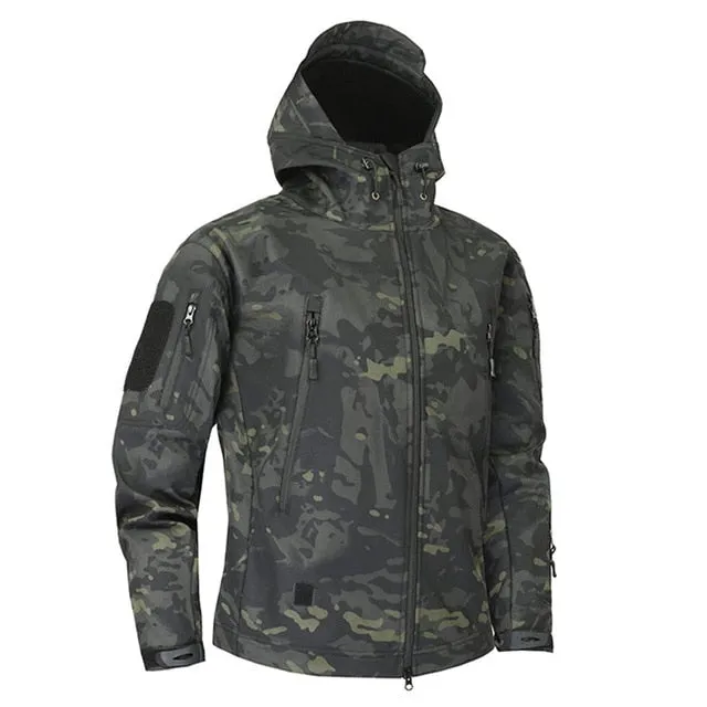 Men Pattern Soft Shell Jacket Rain and Wind Proof Mens Outerwear