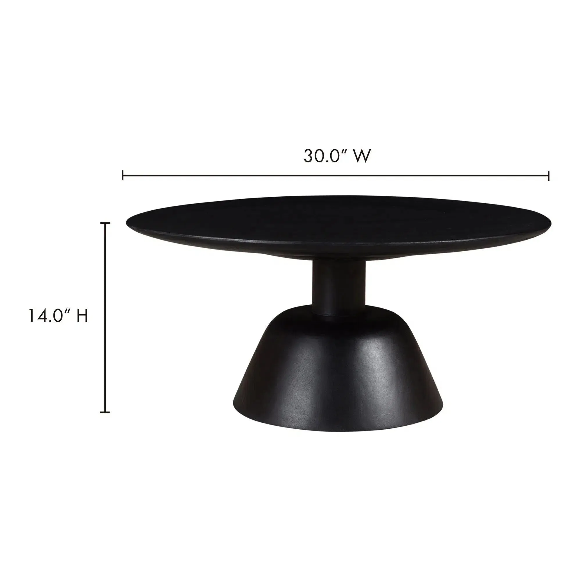 Nels Modern Solid Mango Wood Black Round Coffee Table