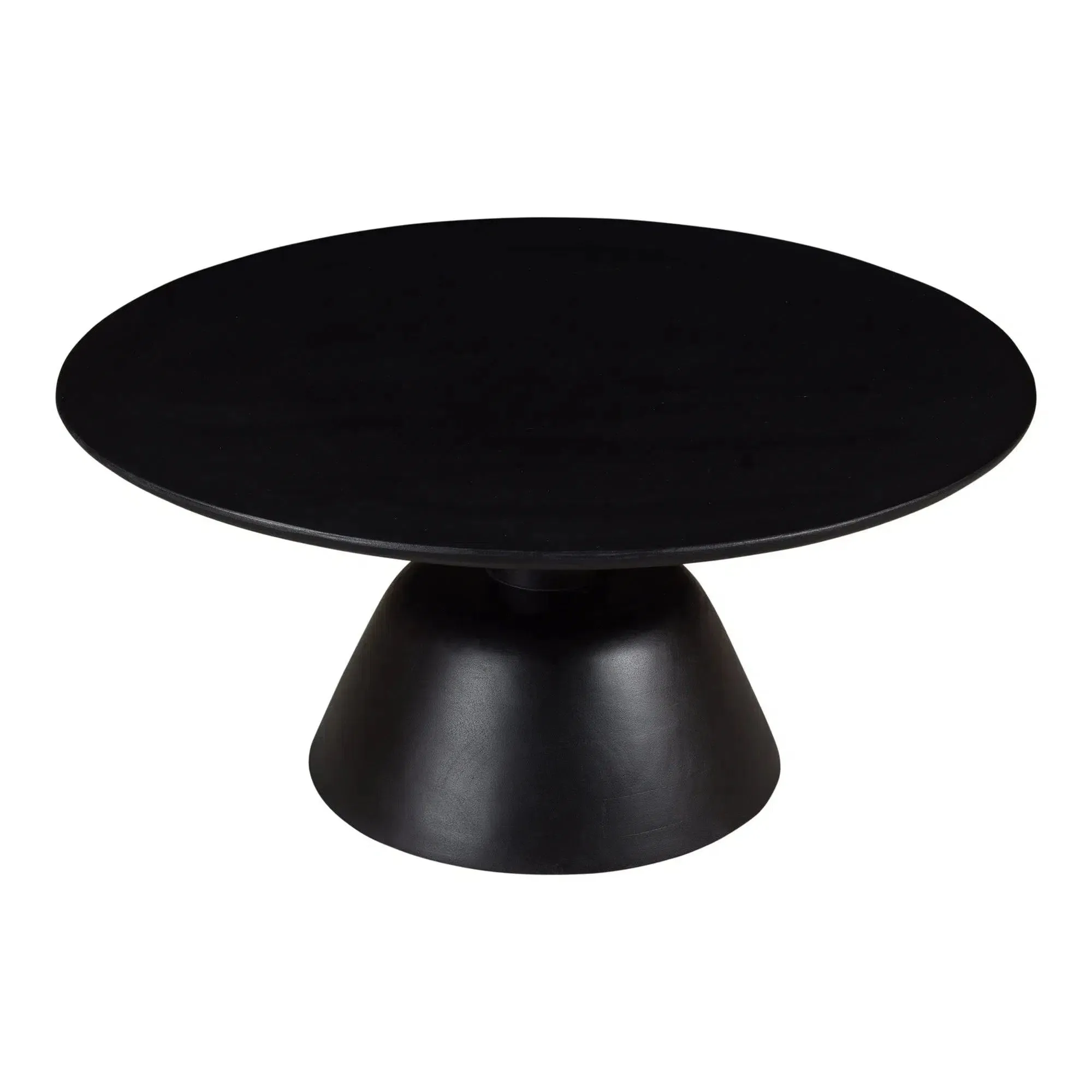 Nels Modern Solid Mango Wood Black Round Coffee Table