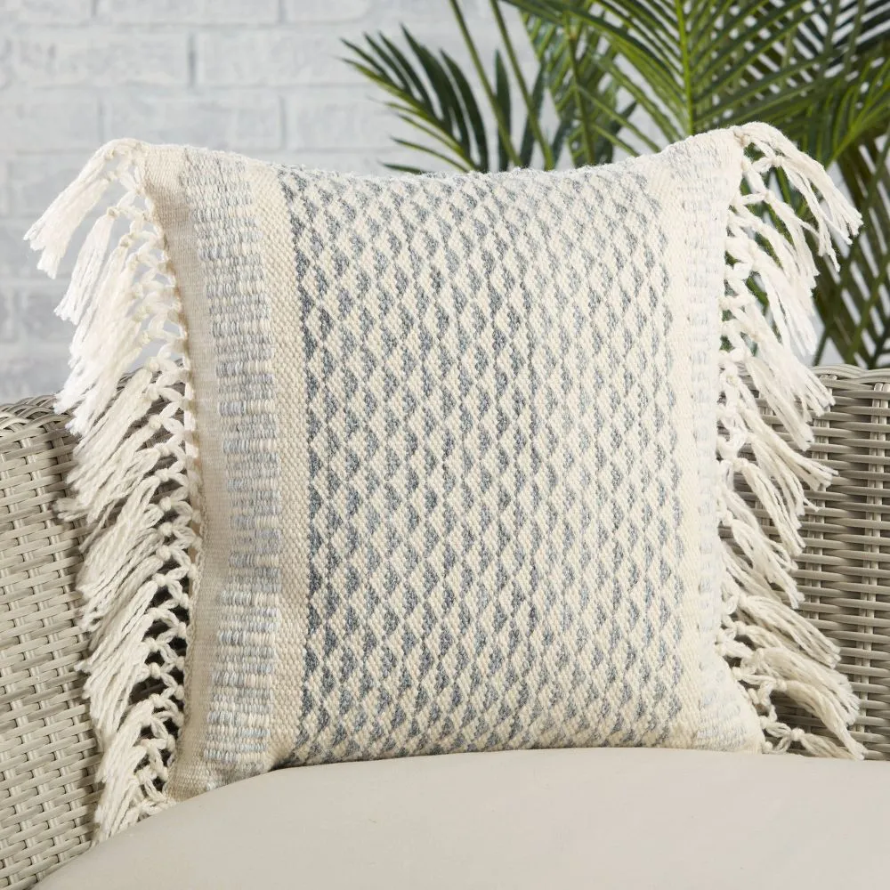 New - 18"x18" Indoor & Outdoor Vibe by Haskell Geometric Square Throw Pillow Cover Slate/Ivory - Jaipur Living