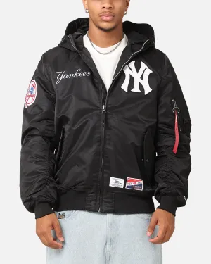 New Era New York Yankees Alpha Industries L-2B Hooded Bomber Jacket Black