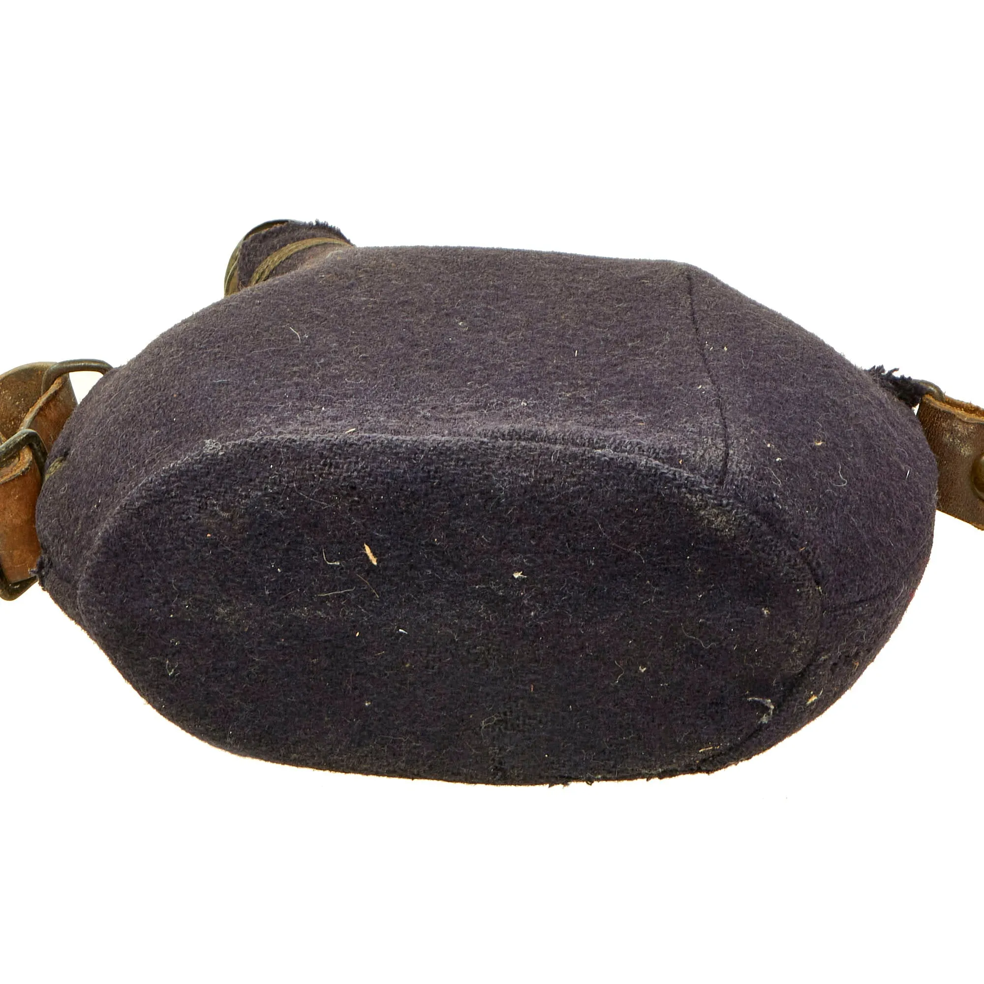 Original French WWI / Early WWII Model 1877 Canteen in Dark Blue with Shoulder Strap - Bidon