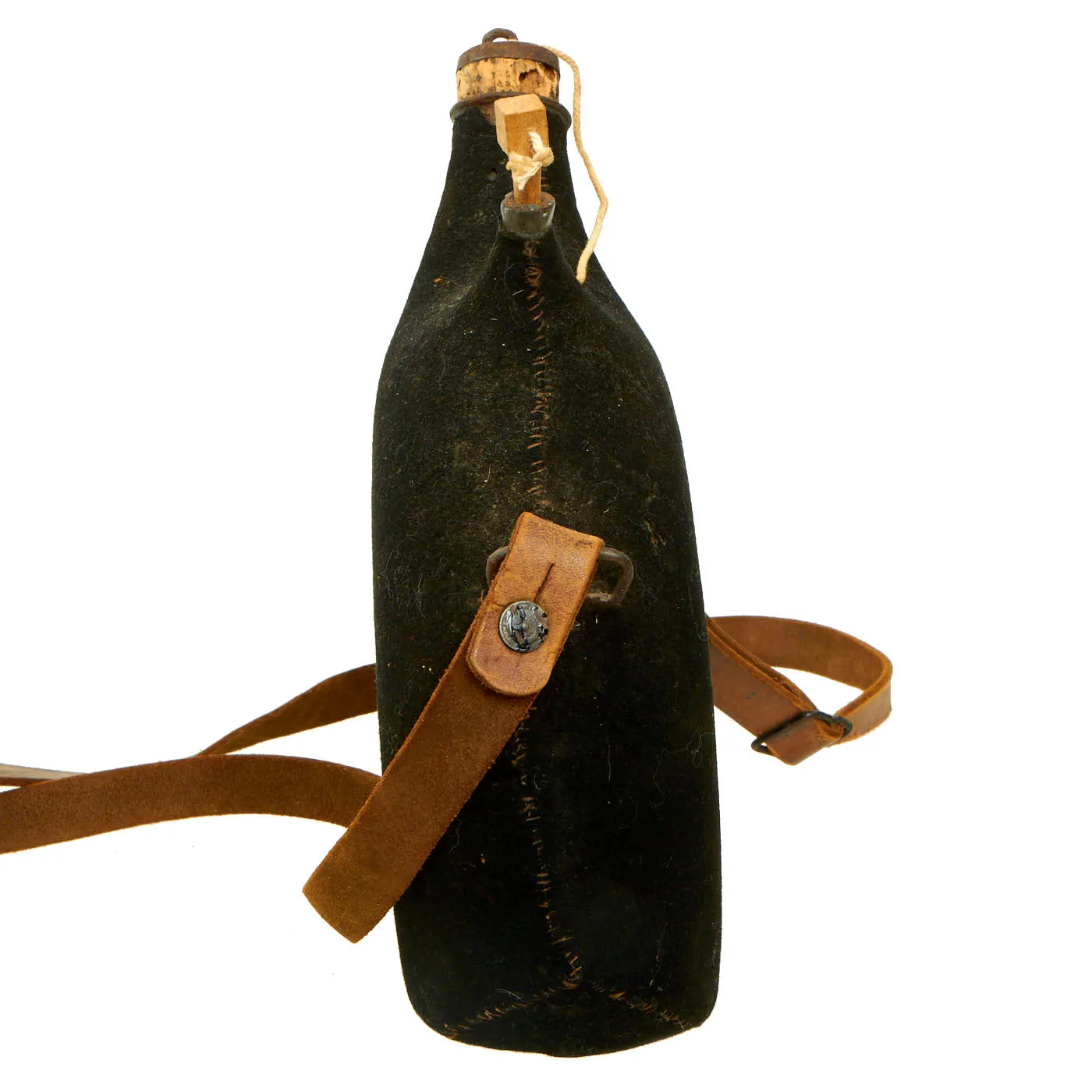 Original French WWI Model 1877 Canteen in Dark Blue with Shoulder Strap - Bidon