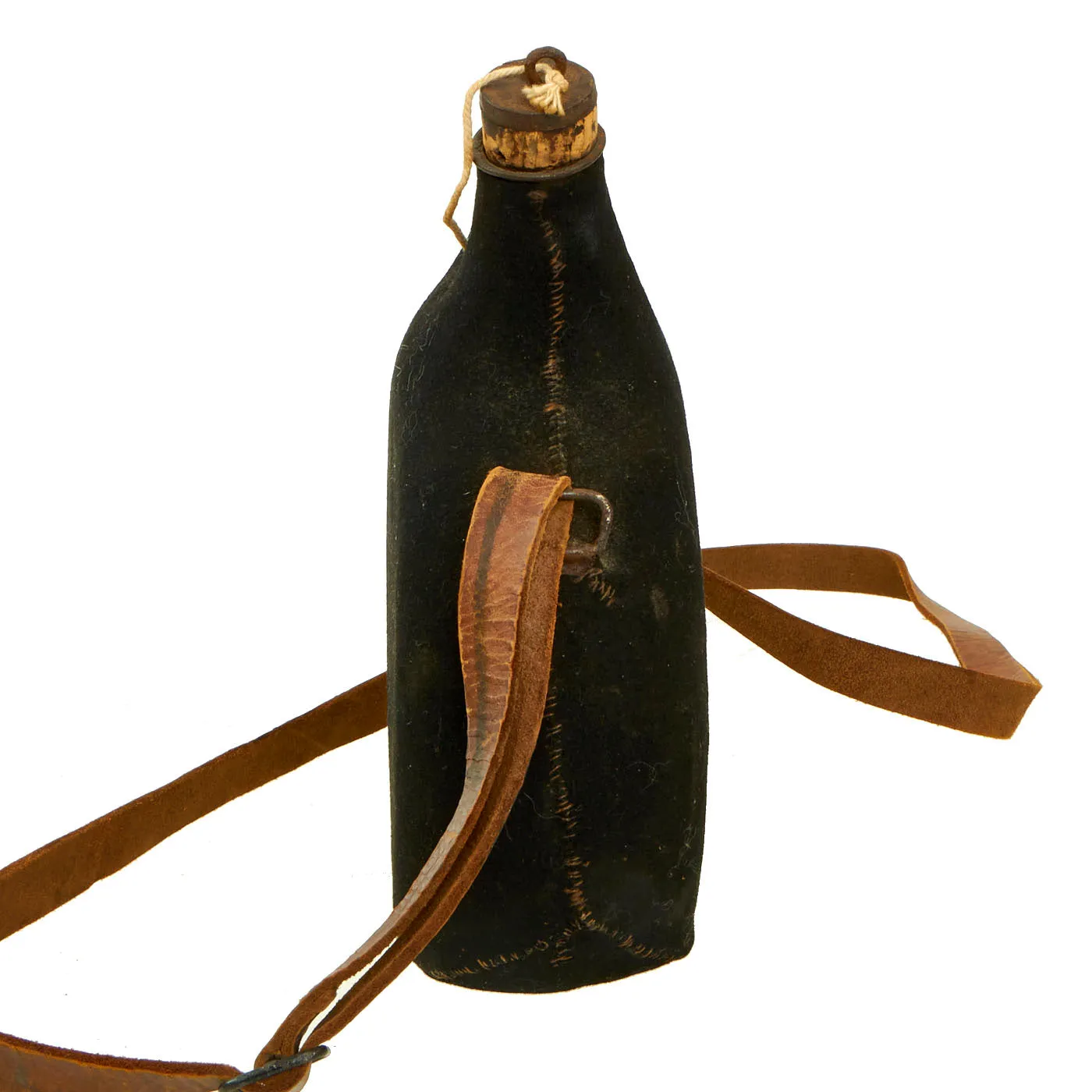 Original French WWI Model 1877 Canteen in Dark Blue with Shoulder Strap - Bidon