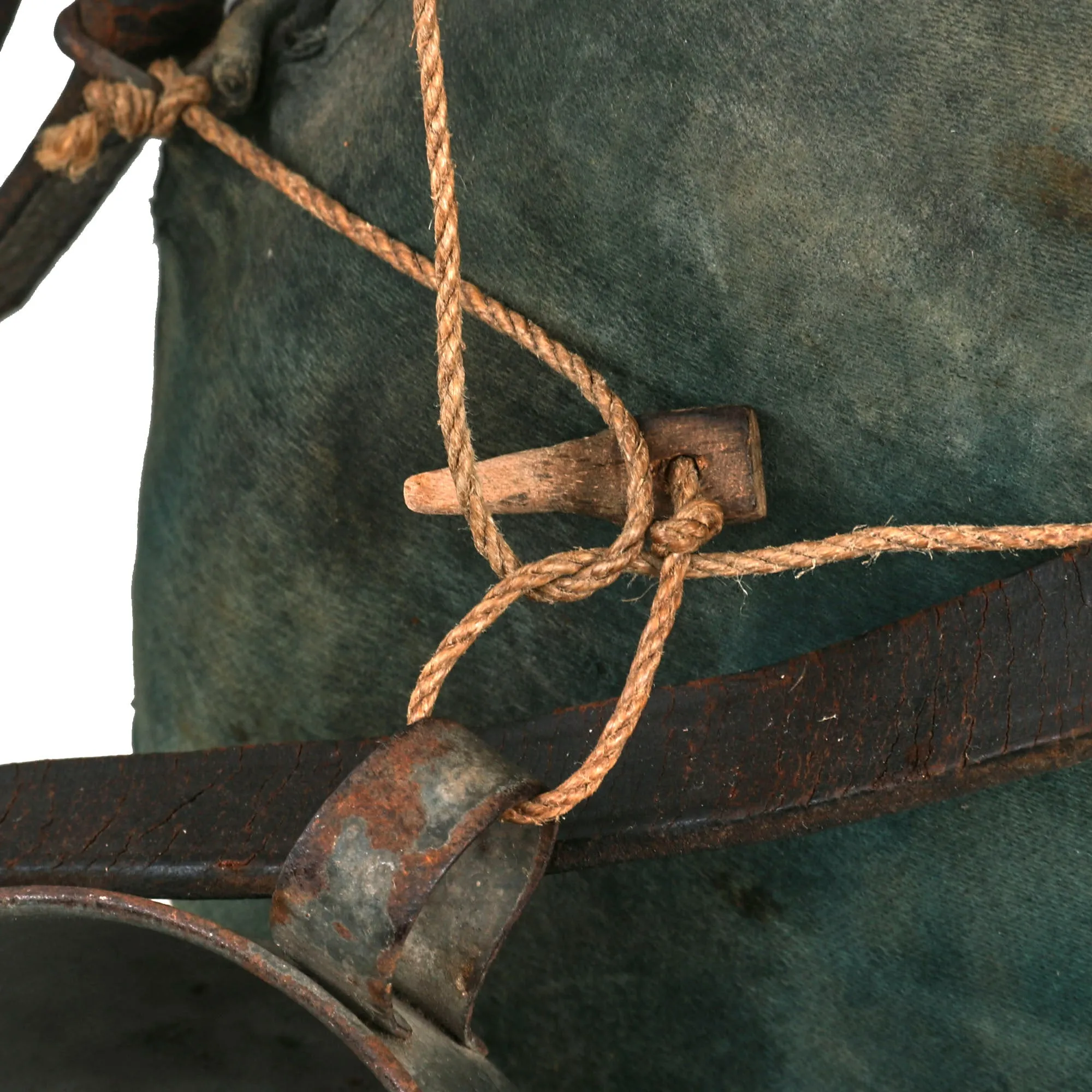 Original French WWI Model 1877 Canteen with Cover in Horizon Blue with Shoulder Strap and Tin Cup - Untouched